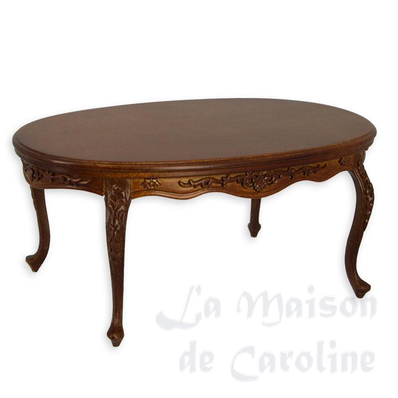 Table de salon ovale Louis XV noyer meuble de collection Trianon 1/12