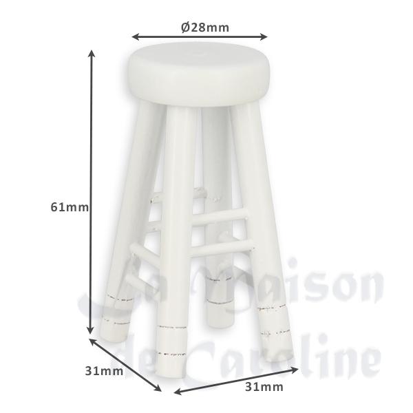 Tabouret haut blanc meuble miniature 1/12 photo 2