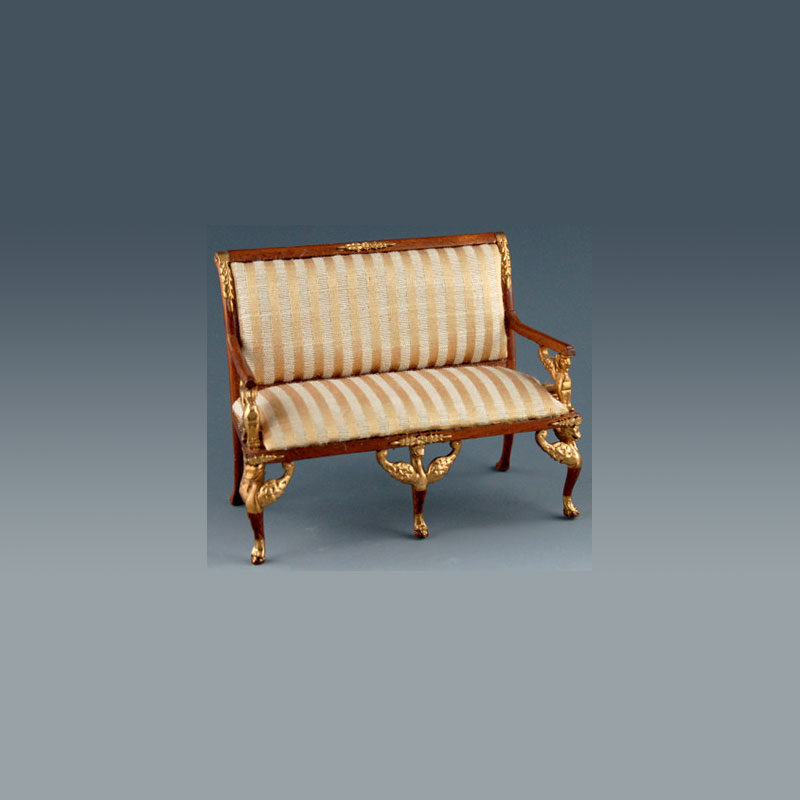 Sofa Empire noyer creme et or, Meubles de collection Trianon