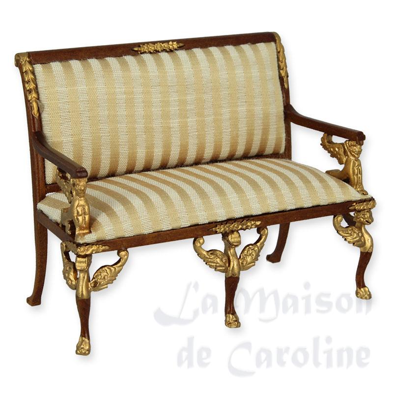 Sofa Empire noyer creme et or, Meubles de collection Trianon