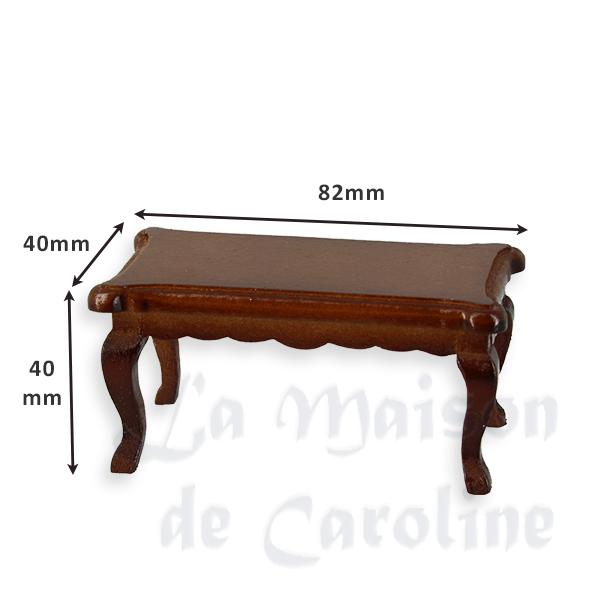 Table basse de salon noyer meuble miniature 1/12 photo 2