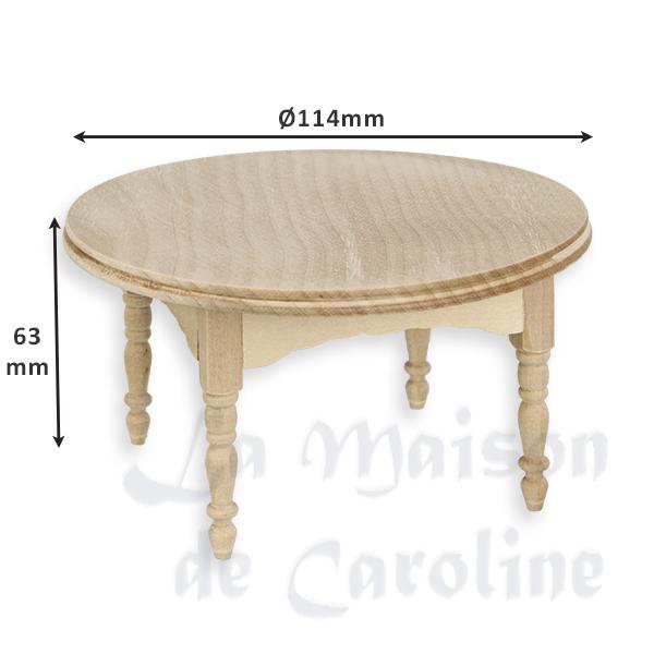Table ronde non vernie meuble miniature 1/12 photo 2