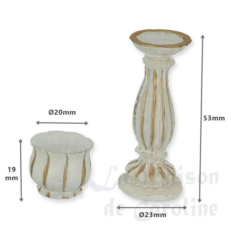 Colonne florale blanc-or meuble miniature 1/12