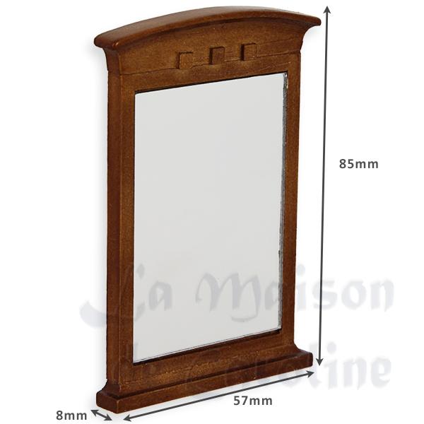 Miroir bois cintre noyer meuble miniature 1/12 photo 2 Miroir bois cintre noyer meuble miniature 1/12 photo 2