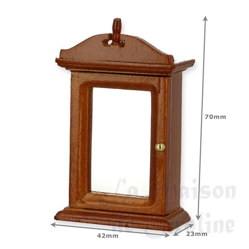 Armoire à pharmacie merisier meuble miniature 1/12 Armoire à pharmacie merisier meuble miniature 1/12