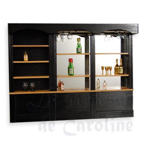 Vitrine de bar noir avec miroir meuble de collection Trianon 1/12 photo 3
