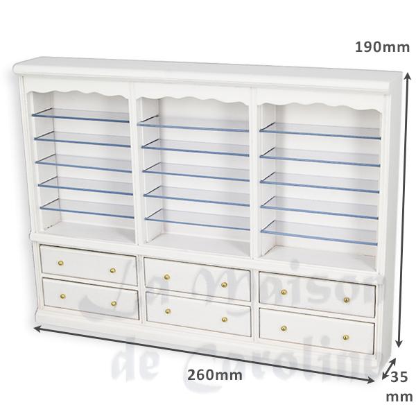Bibliotheque tiroirs triple blanche meuble miniature 1/12 photo 2 Bibliotheque tiroirs triple blanche meuble miniature 1/12 photo 2