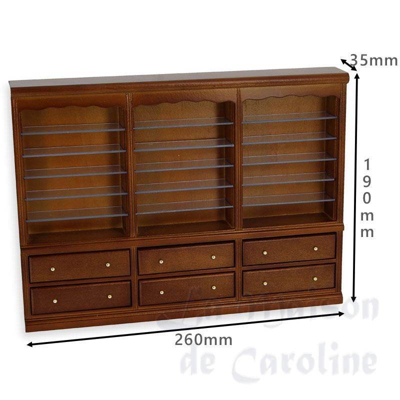 Bibliotheque tiroirs triple noyer Bilder 1