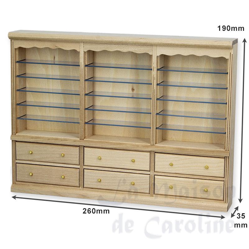 Bibliotheque tiroirs triple non verni Bilder 1