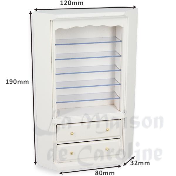 Bibliotheque tiroirs angle blanche meuble miniature 1/12 photo 2 Bibliotheque tiroirs angle blanche meuble miniature 1/12 photo 2