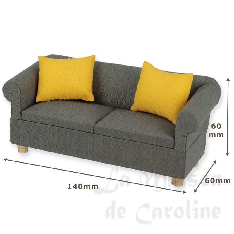 Sofa gris + 2 coussins jaune Bilder 1
