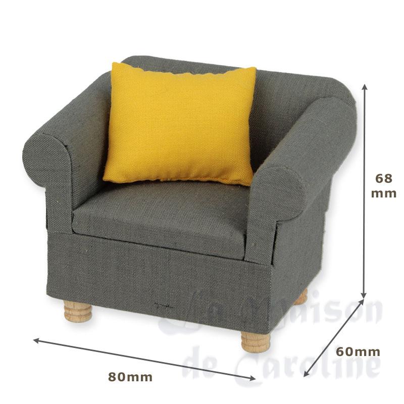Fauteuil gris + 1 coussin jaune Bilder 1