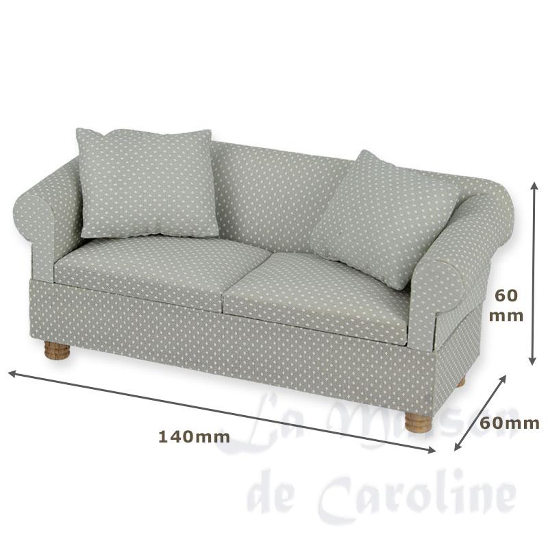Sofa gris à pois avec 2 coussins Bilder 1 Sofa gris à pois avec 2 coussins Bilder 1