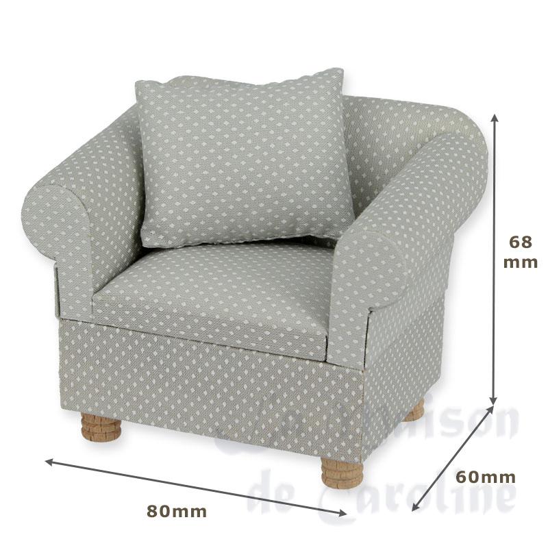 Fauteuil gris à pois + 1 coussin Bilder 1