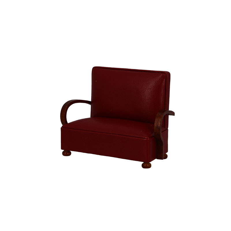 Sofa Art Deco noyer cuir rouge, Meubles de collection Trianon