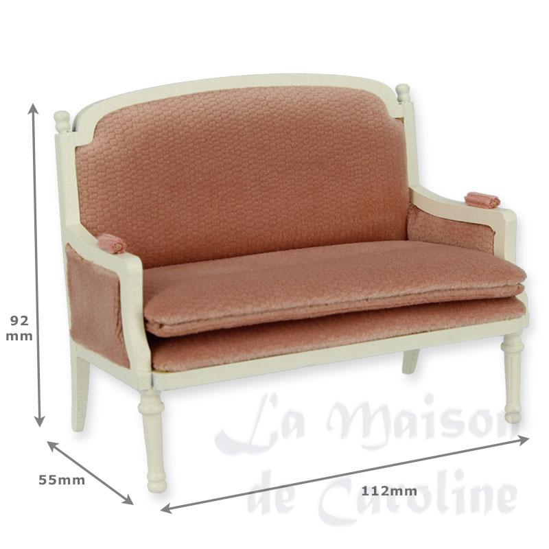 Sofa Louis XVI ivoire, velours rose Bilder 1