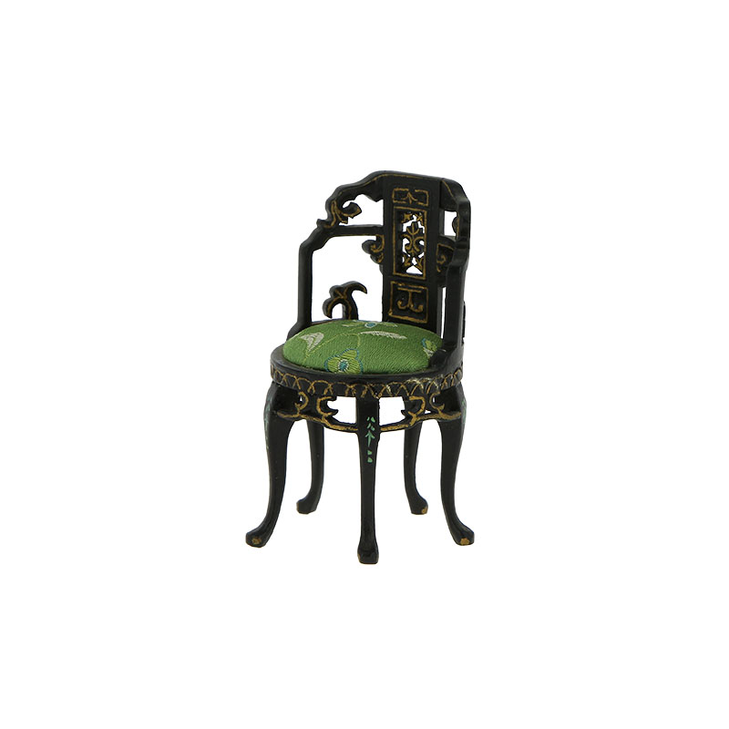 Chaise noire ronde motif chinois, Meubles de collection Trianon
