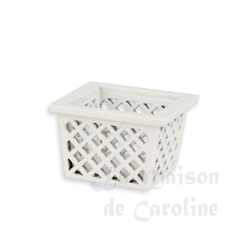 Caisse bois ajouree, blanc miniature 1/12