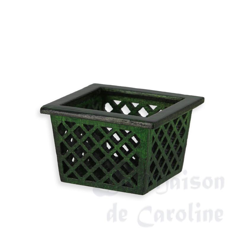 Caisse bois ajouree, vert fonce miniature 1/12
