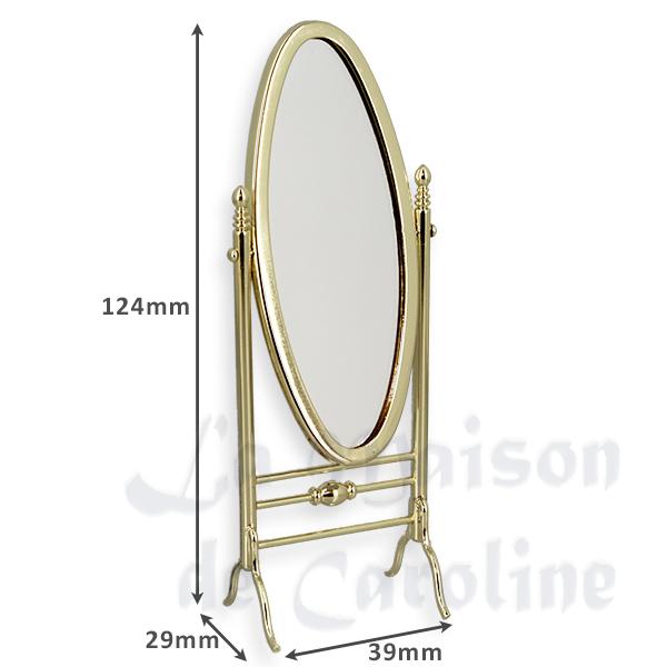 Miroir oval pivotant laiton dore meuble miniature 1/12 photo 2