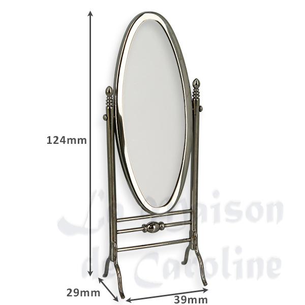 Miroir oval pivotant argente meuble miniature 1/12 photo 2