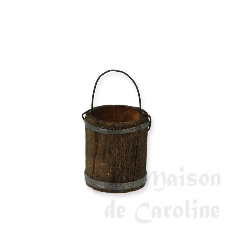 Petit seau en bois miniature 1/12 Petit seau en bois miniature 1/12