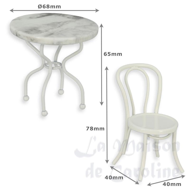 Table bistrot marbre av 2 chaises blanc Bilder 1