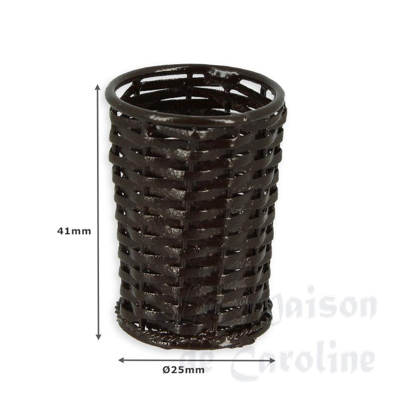 Corbeille papier metal brun meuble miniature 1/12