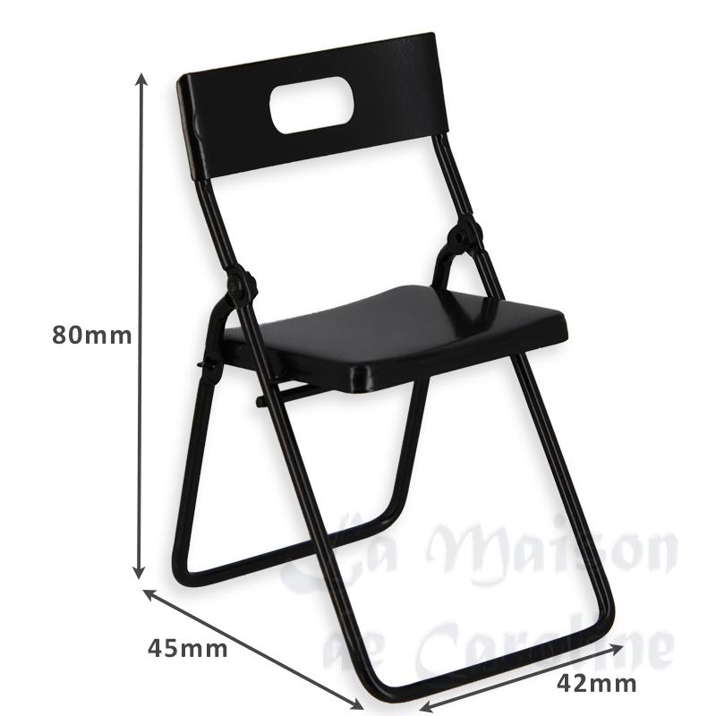 chaise pliante en metal noire miniature 1:12e meuble miniature 1/12 photo 2