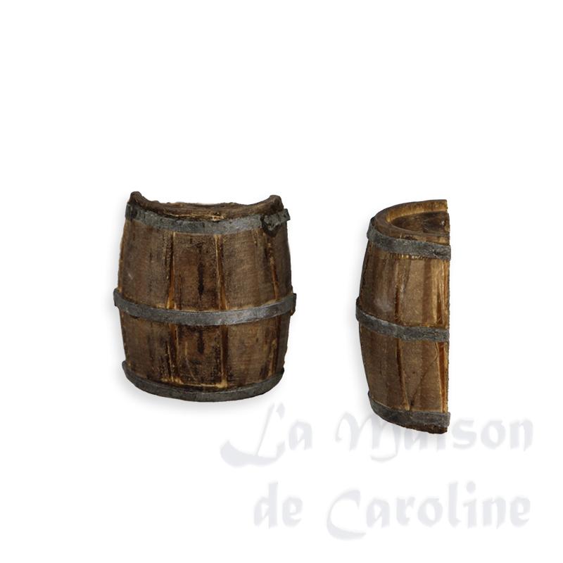1/2 Mini tonneau en bois miniature 1/12
