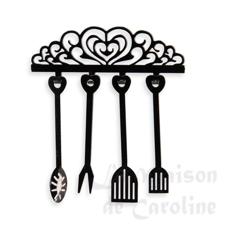 Set 4 ustensiles cuisine support coeur, Ustencils de cuisine