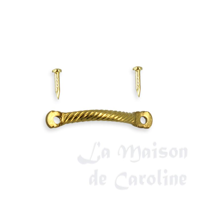 Poignee de tiroir dorée avec clous pour maisons de poupées 1/12