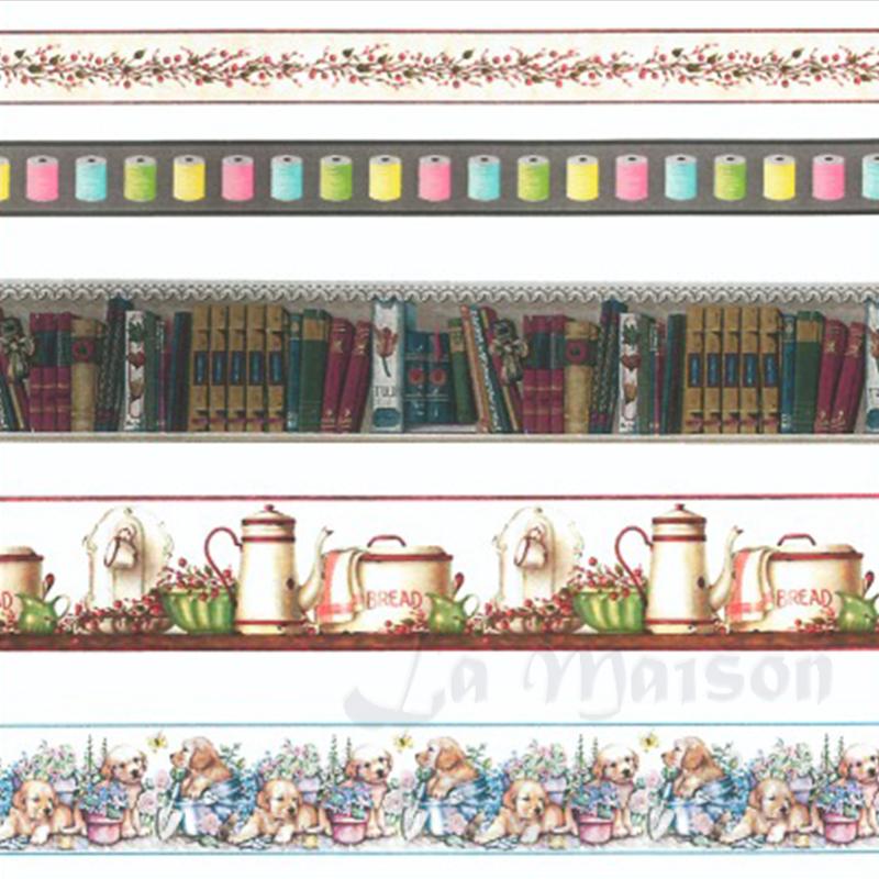 Frises chiot,livre,cuisine,fleurs,bobine pour maisons de poupées 1/12