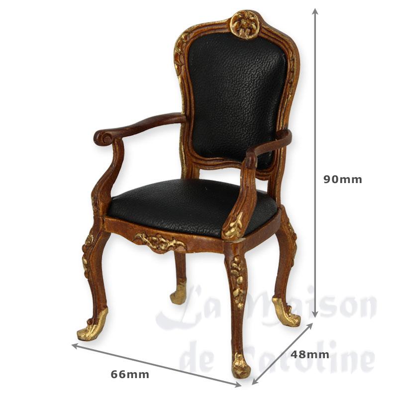 Chaise a accoudoirs noyer-or, cuir Bilder 1
