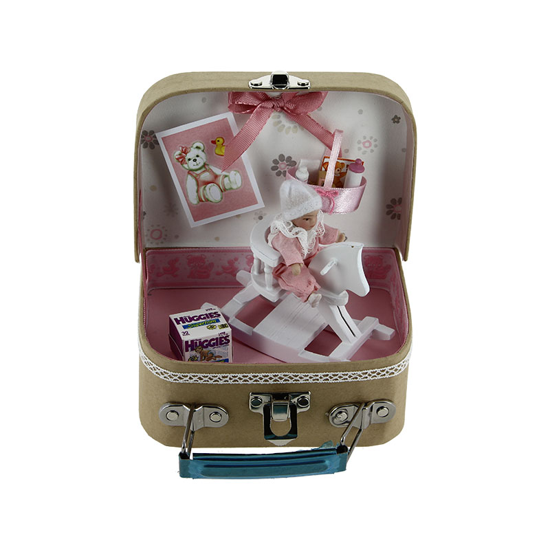Petite valise Bébé rose en kit, Décoration de Noël, accessoires et