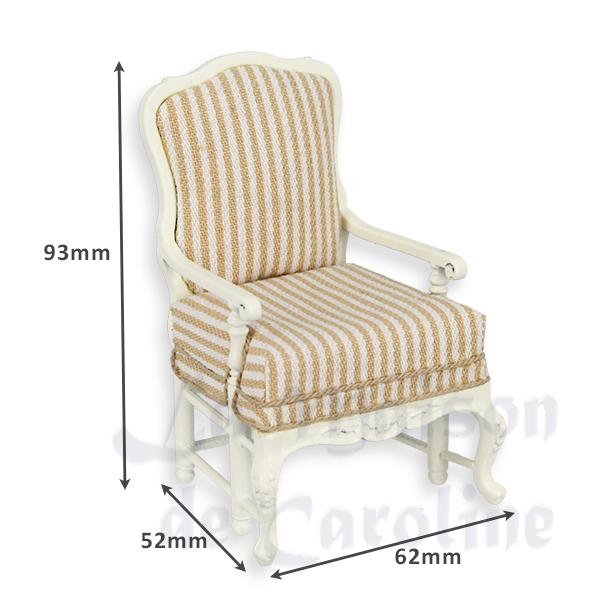 Fauteuil Louis XV blanc-raye beige meuble de collection Trianon 1/12 photo 2 Fauteuil Louis XV blanc-raye beige meuble de collection Trianon 1/12 photo 2