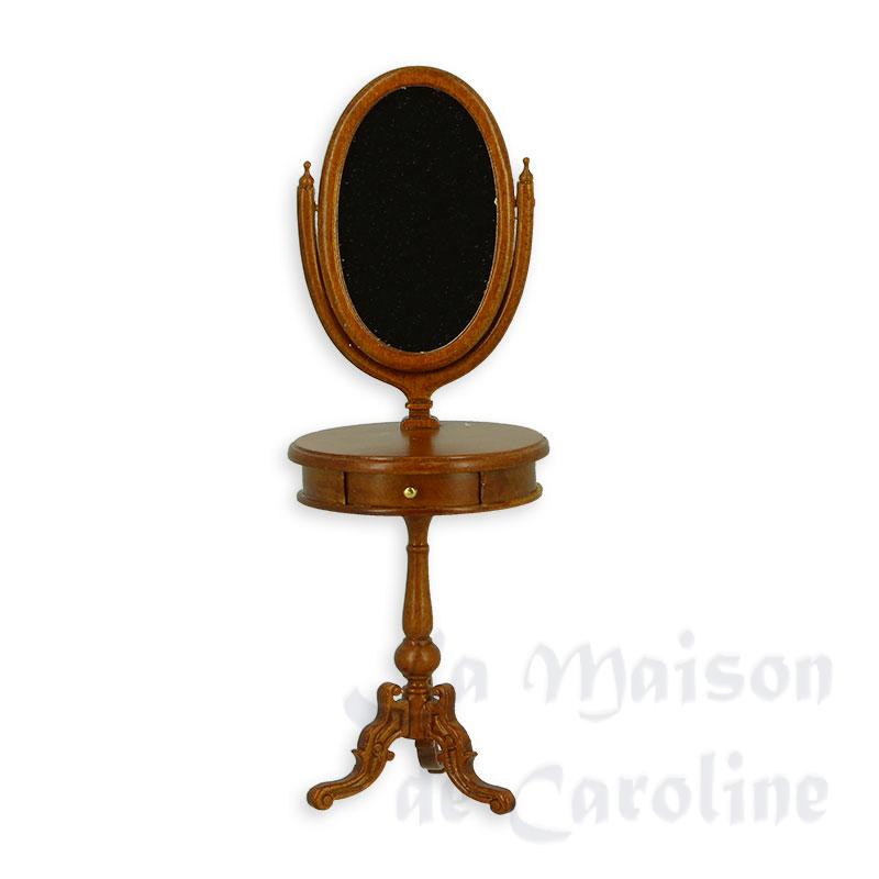 Coiffeuse ronde meriser avec miroir Bilder 2