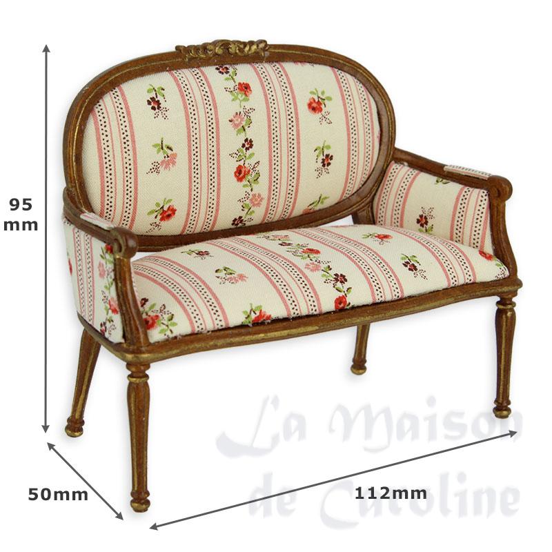Sofa L XVI noyer, fleuri rose Bilder 1