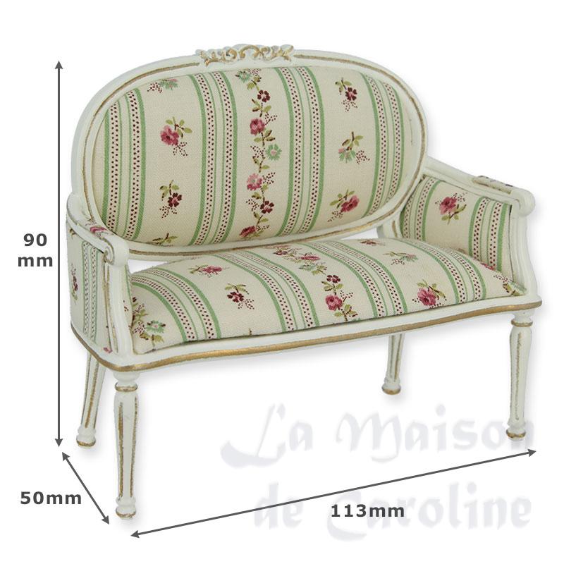 Sofa L XVI vert or, fleuri vert rose Bilder 1
