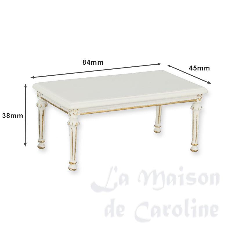 Table basse Louis XVI ivoire-or meuble de collection Trianon 1/12 photo 2
