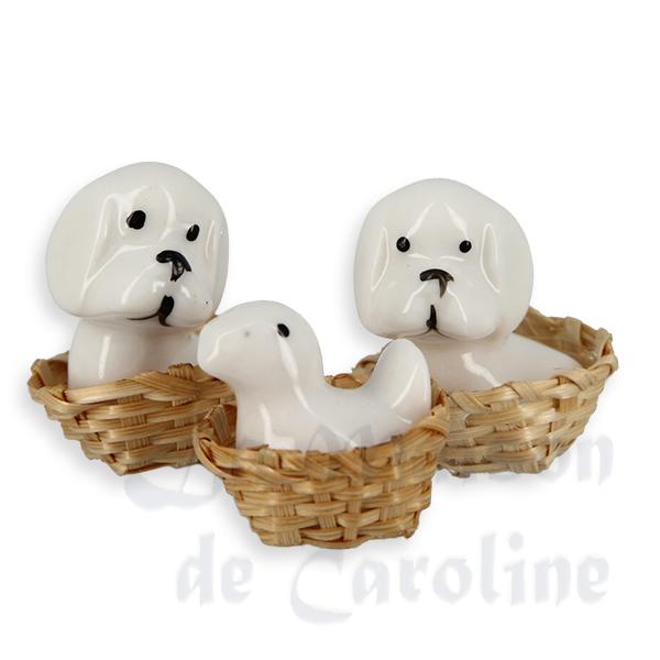 3 animaux en porcelaine dans panier 1/12