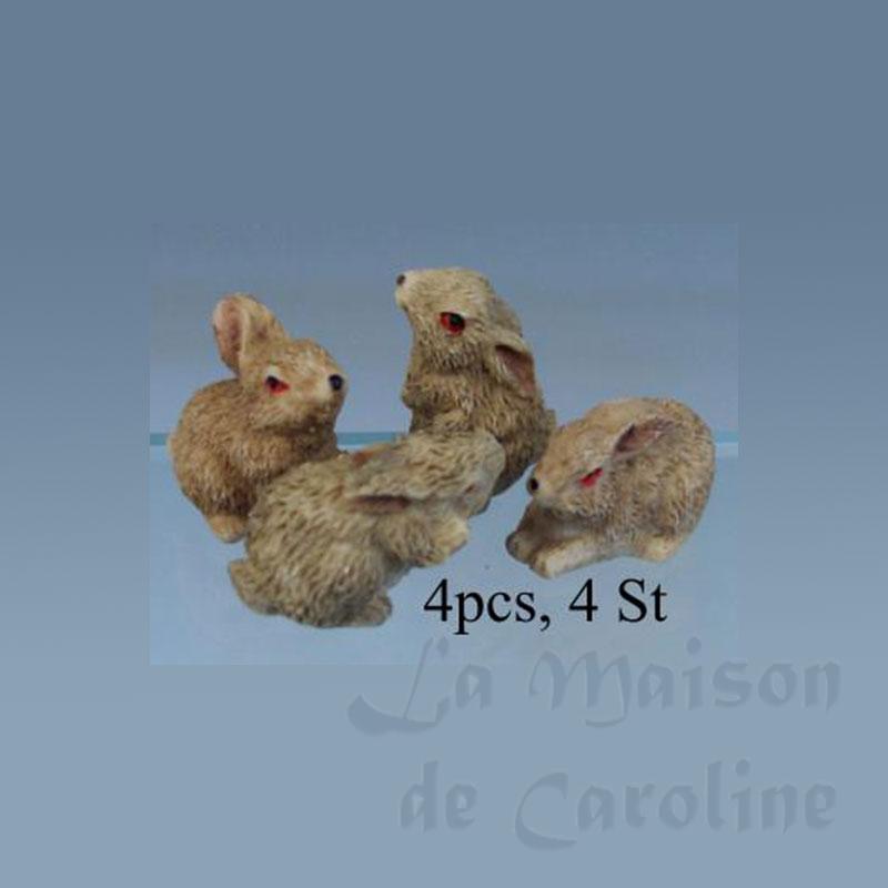4 lapins en résine (diverses positions), Jardin