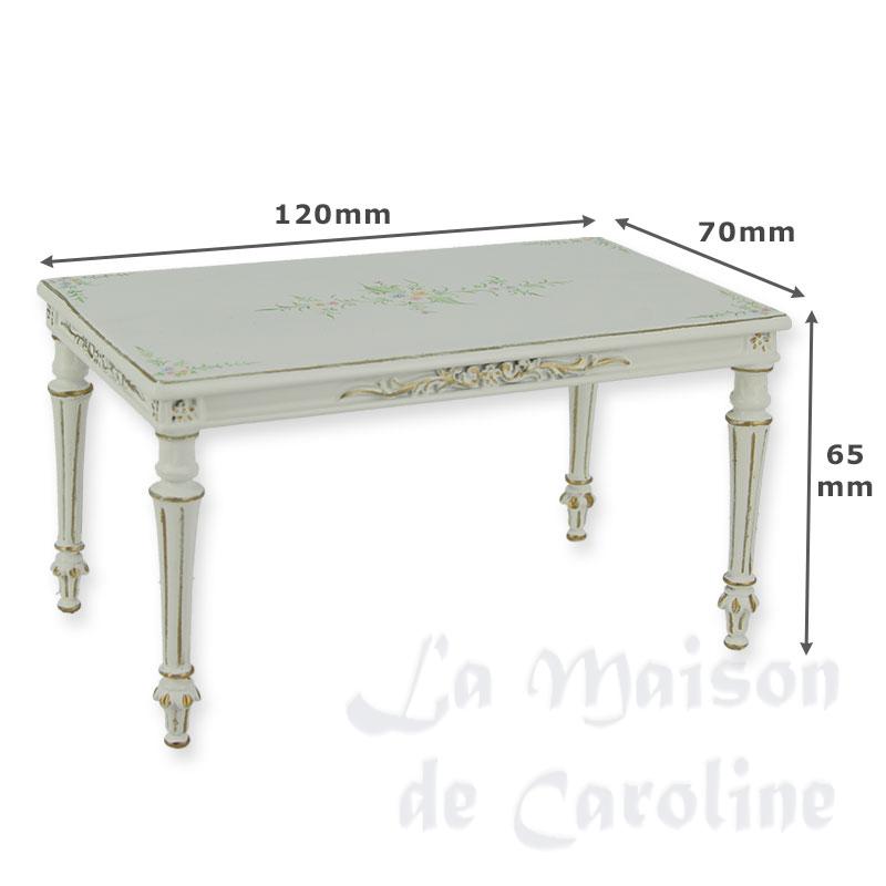 Table rectangulaire L XVI ivoire fleurs Bilder 1