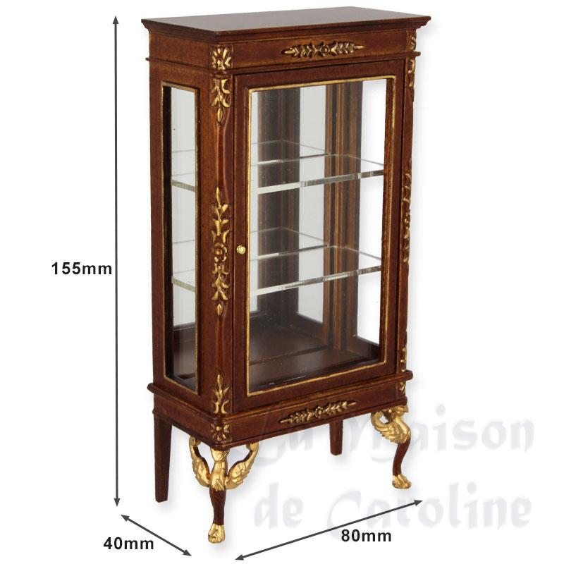 Vitrine Empire noyer-or avec miroir meuble de collection Trianon 1/12 photo 2 Vitrine Empire noyer-or avec miroir meuble de collection Trianon 1/12 photo 2