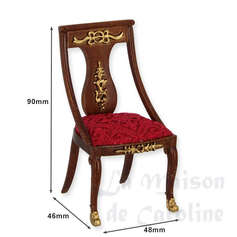 Chaise style Empire noyer or tissus rouge meuble de collection Trianon 1/12 photo 2