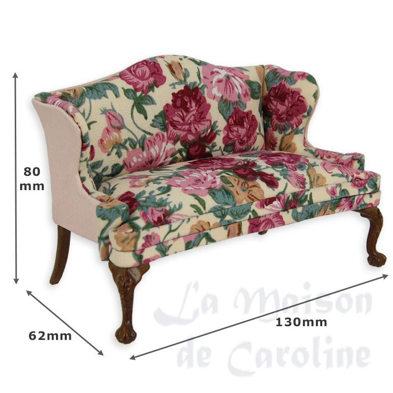 Sofa noyer-tissu fleuri Bilder 1