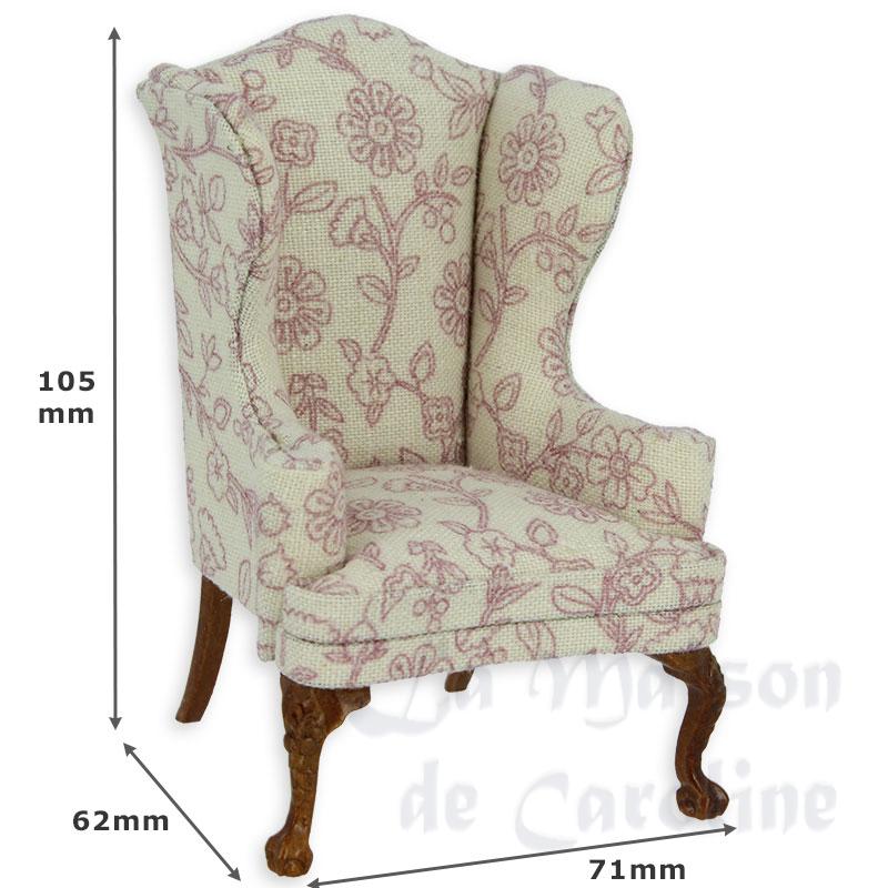 Fauteuil noyer tissus fleuri vieux rose Bilder 1
