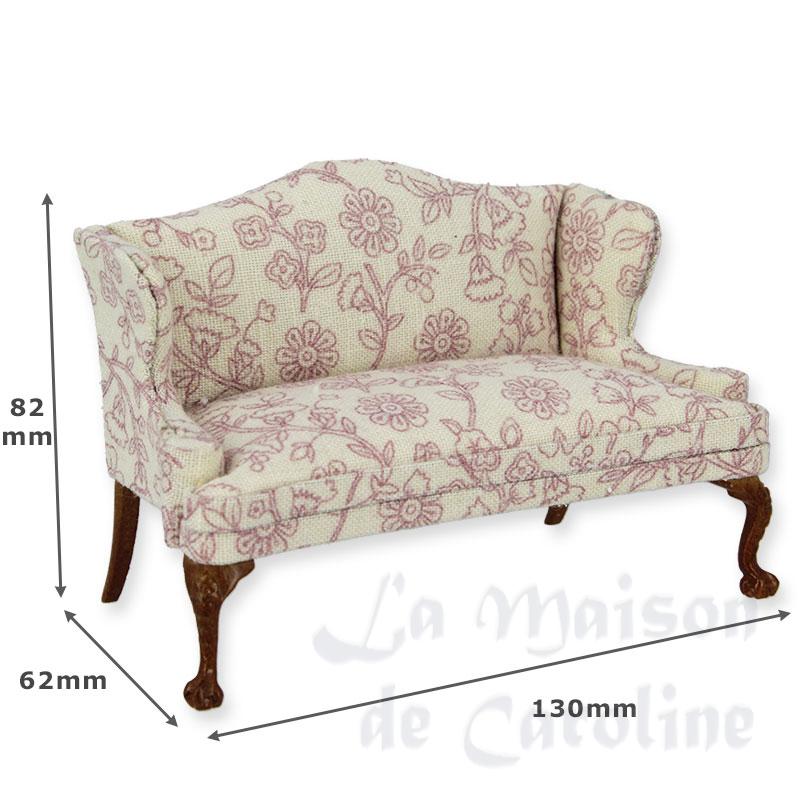 Sofa noyer tissus fleuri vieux rose Bilder 1