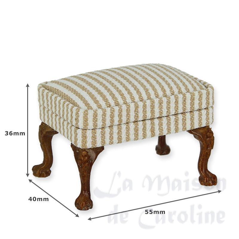 Pouf noyer-raye beige Bilder 1