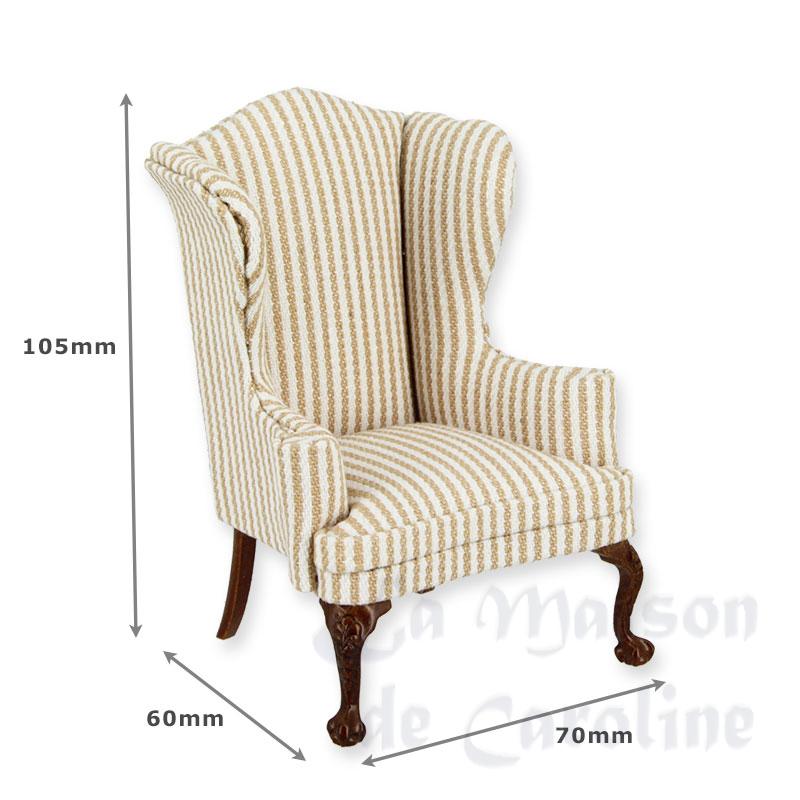 Fauteuil noyer-raye beige Bilder 1